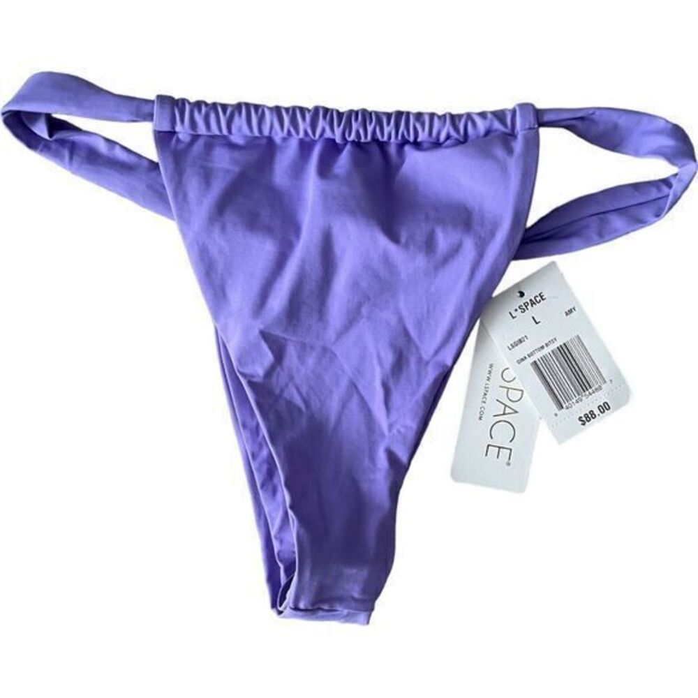 L Space Siren Bikini Top D Cup Gina Bitsy Bikini Bottom Large Amethyst Purple - Picture 6 of 9